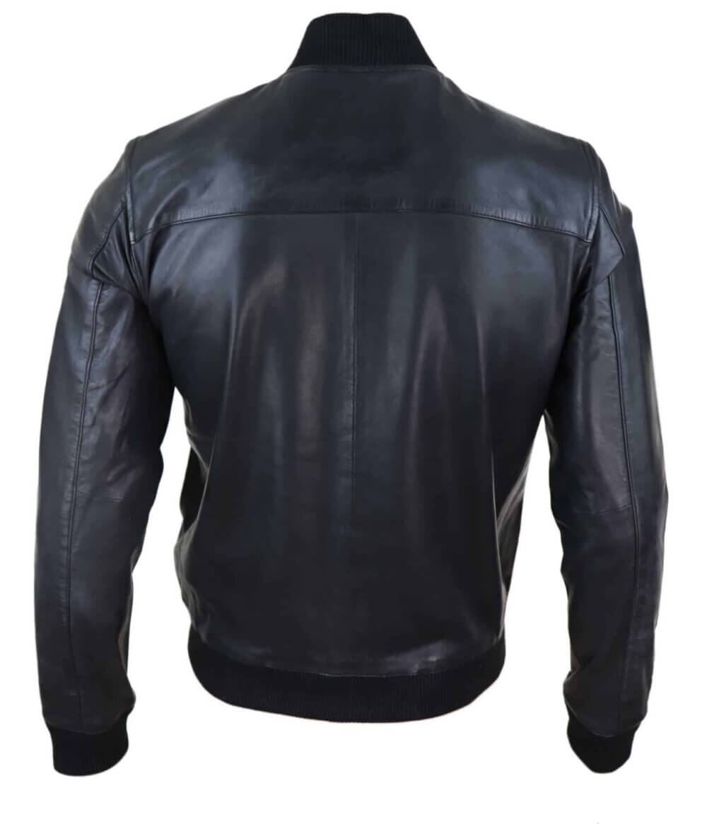 Black Leather Bomber Jacket