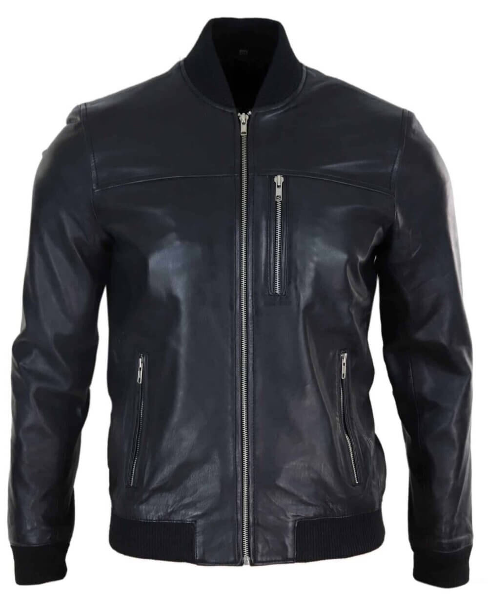 Black Leather Bomber Jacket 1