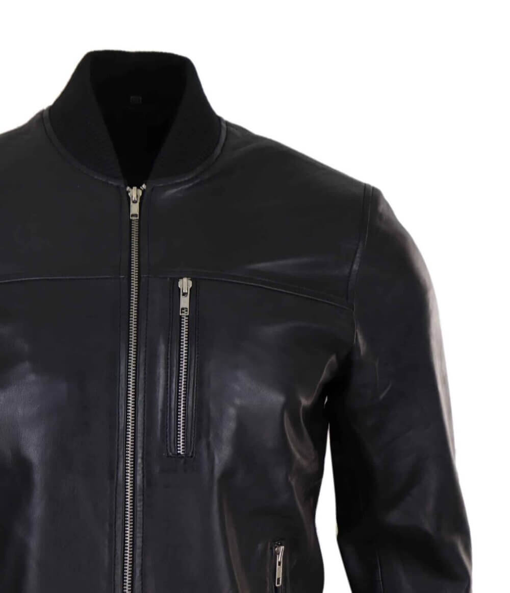 Black Leather Bomber Jacket3